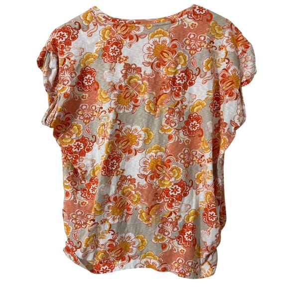Chico's Floral Knot Front Tee in Smokey Taupe Size Medium - Picture 2 of 4